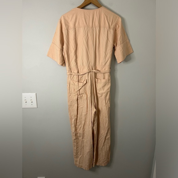 Madewell Light Pink Button Front Belted Utility Jumpsuit - Picture 9 of 10